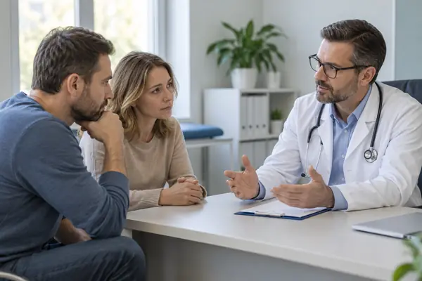 семейная пара на приему у врача